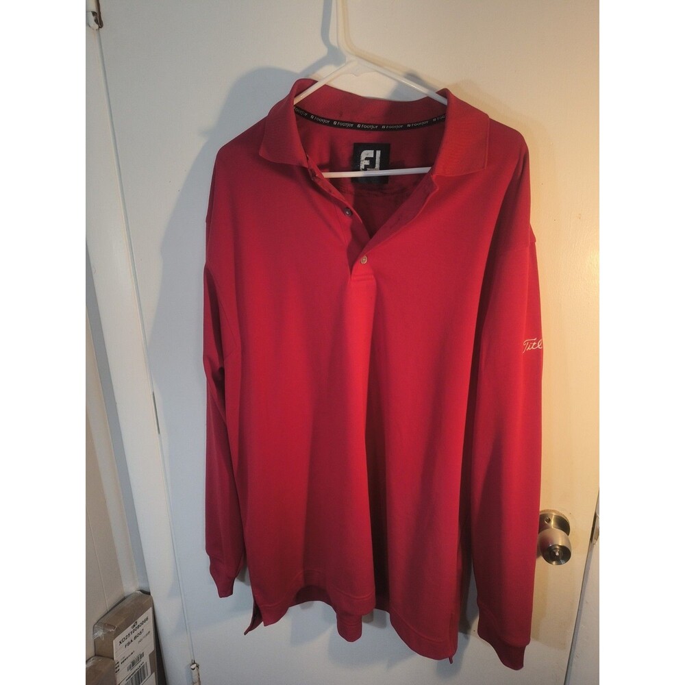FootJoy Titleist Polo Shirt Mens XL Red Long Sleeve Performance Knit Golf Logo